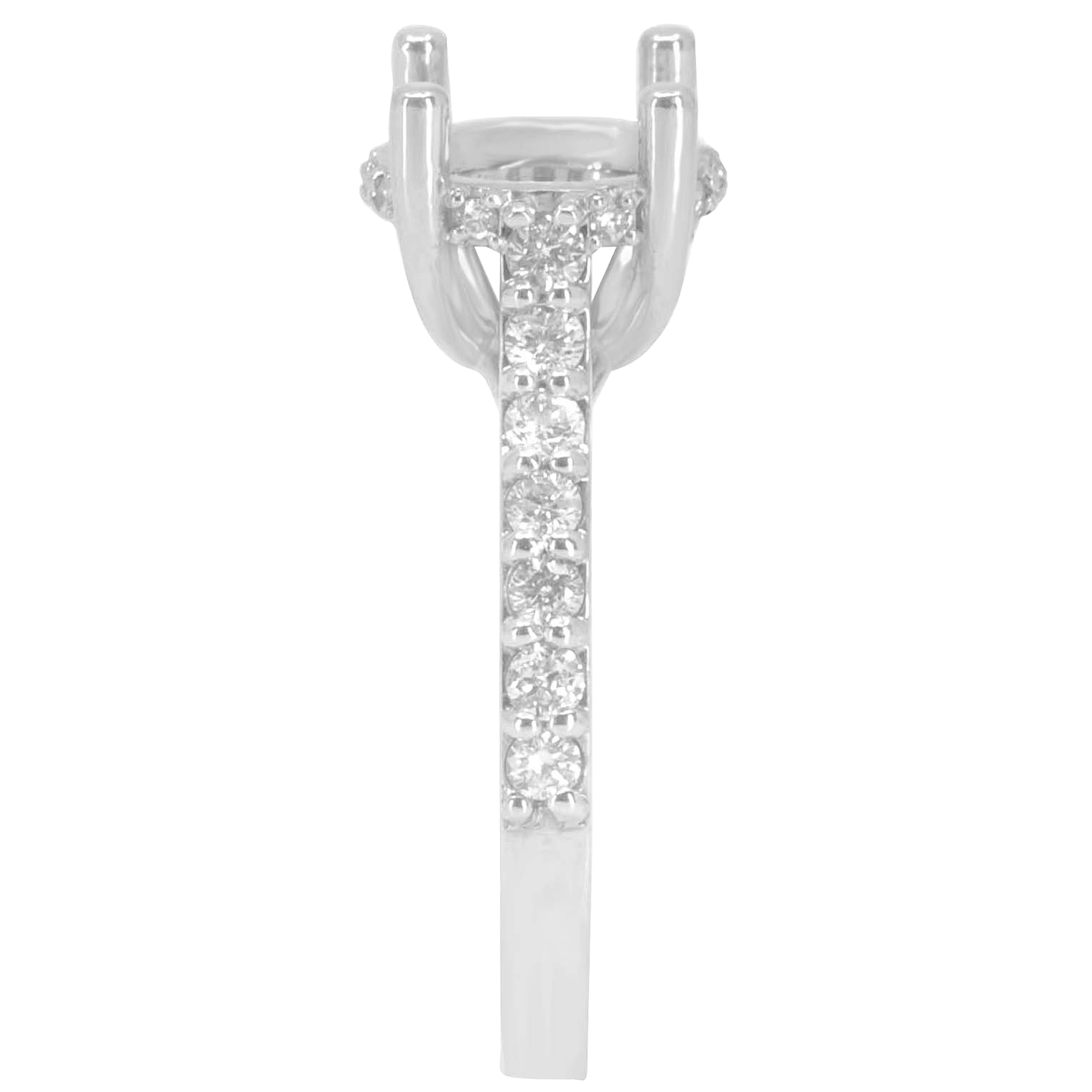 14K WHITE GOLD ROUND CATHEDRAL LUCIDA ENGAGEMENT RING