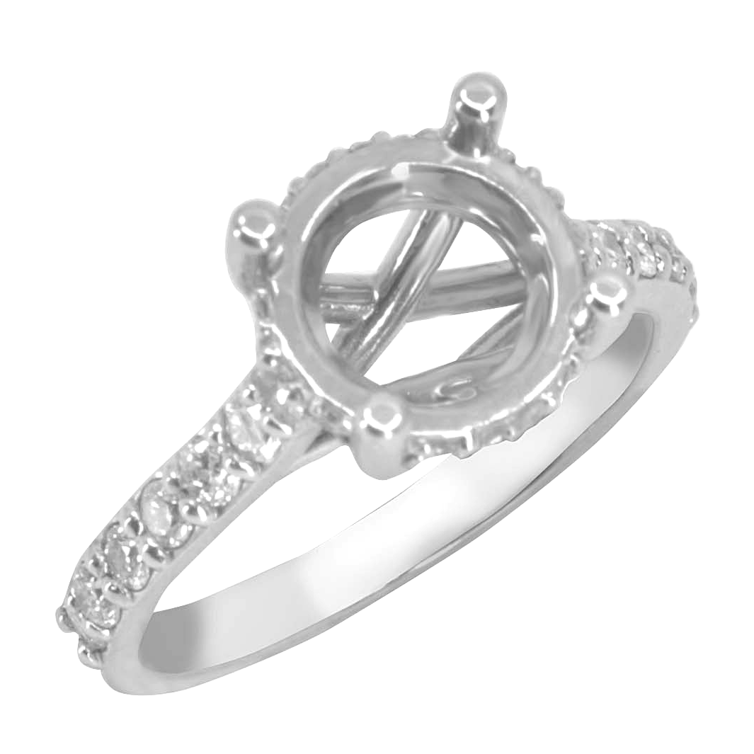 14K WHITE GOLD ROUND CATHEDRAL LUCIDA ENGAGEMENT RING