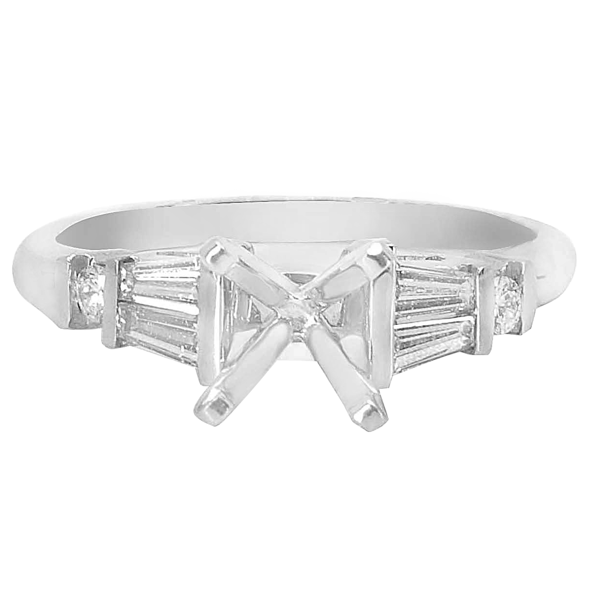 14K WHITE GOLD BARSET DIAMOND ENAGAGEMENT RING