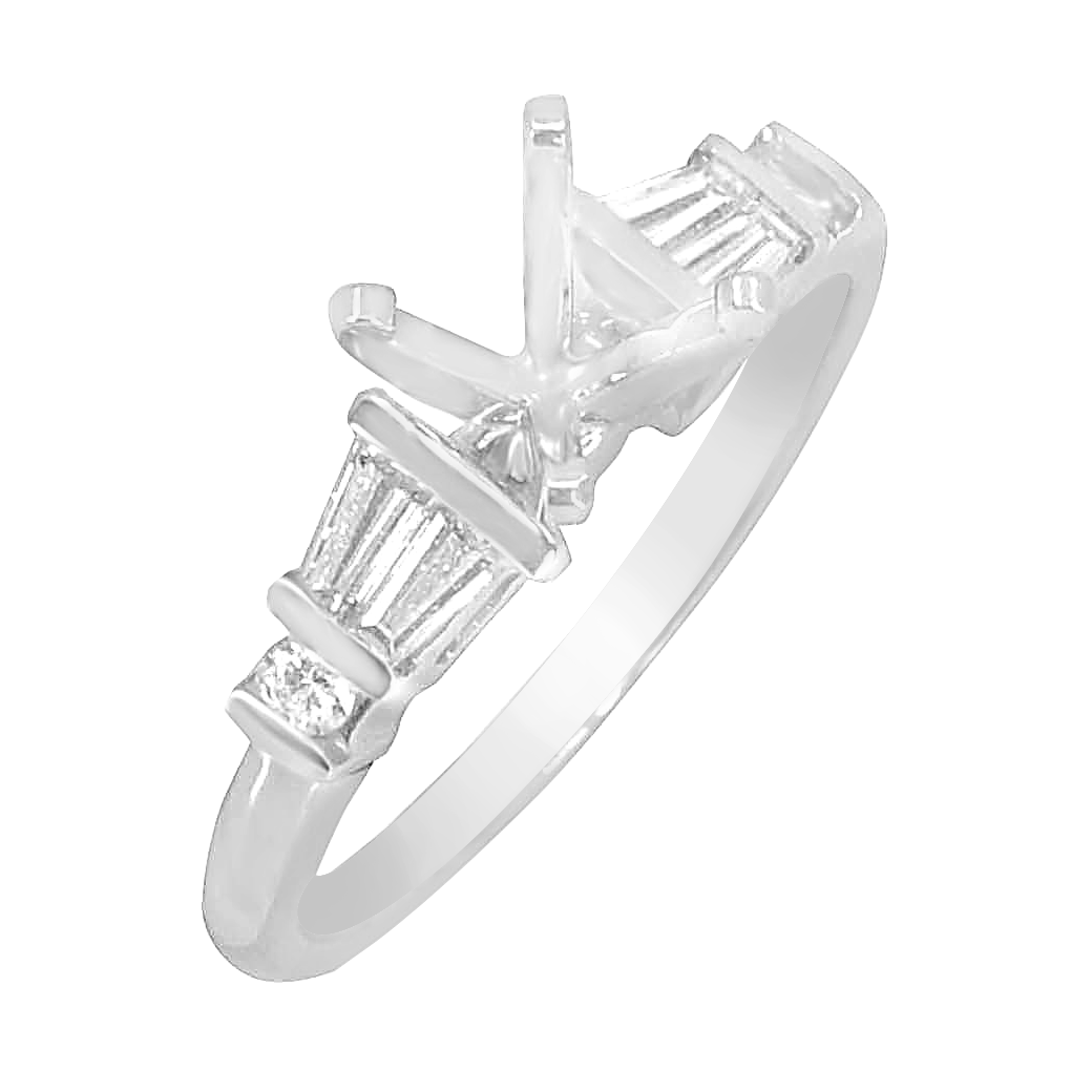 14K WHITE GOLD BARSET DIAMOND ENAGAGEMENT RING