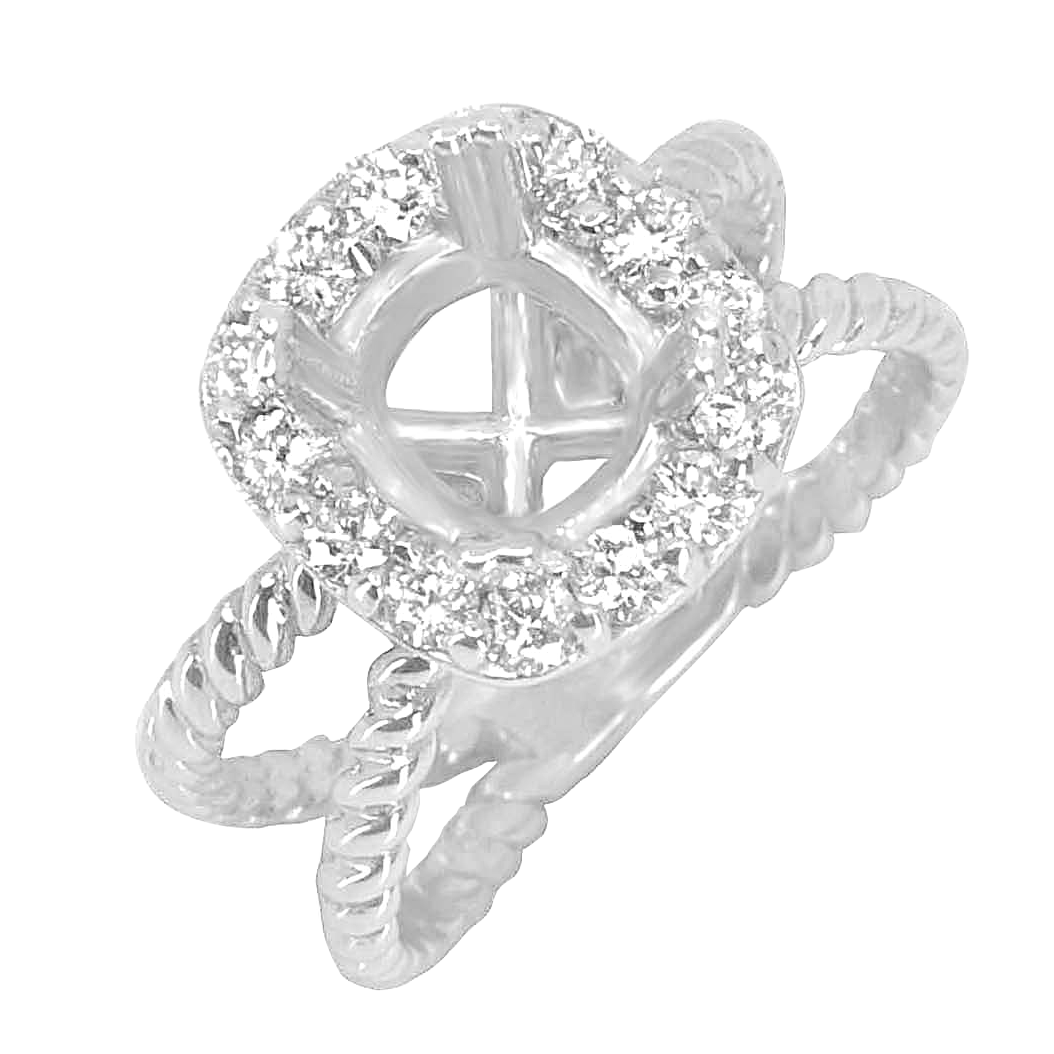 14K WHITE 10X11MM CUSHION HALO SPLIT SHANK ENAGEMENT RING