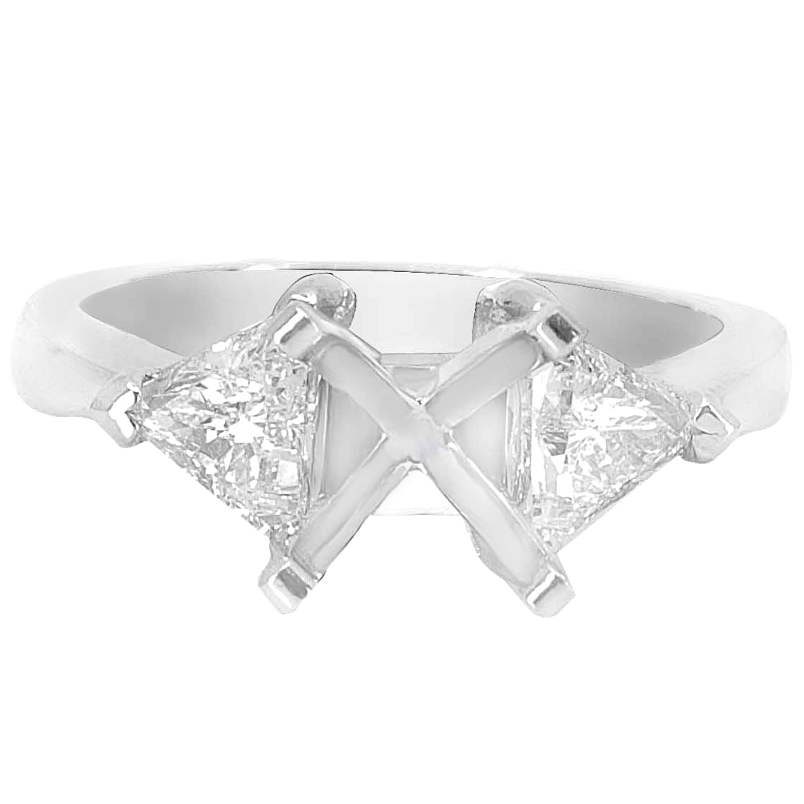14K WHITE GOLD 3-STONE DIAMOND ENGAGEMENT RING