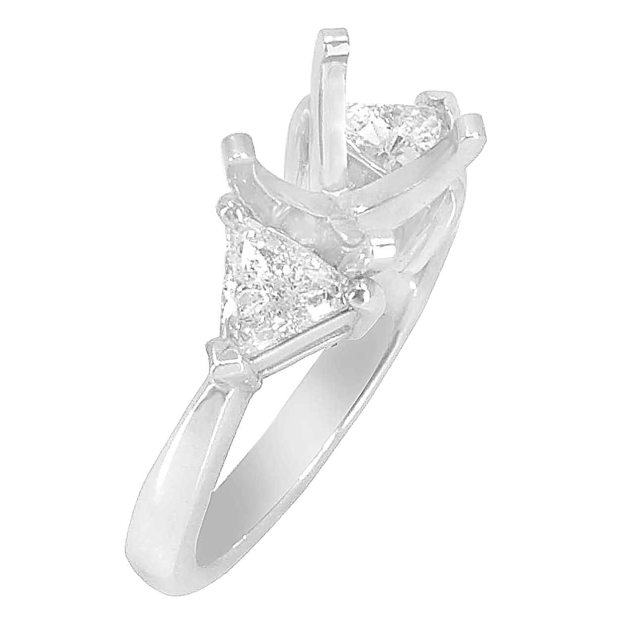 14K WHITE GOLD 3-STONE DIAMOND ENGAGEMENT RING