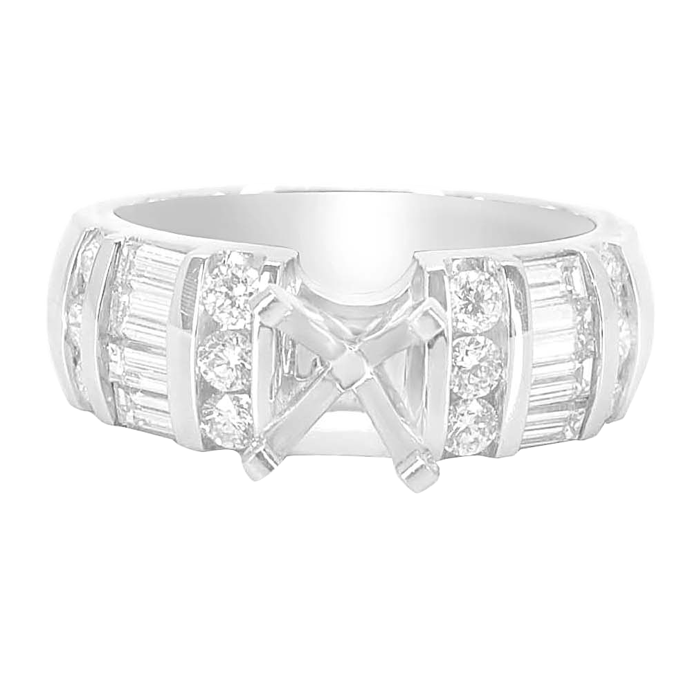 14K WHITE GOLD 6-ROW BARSET CHANNEL ENGAGEMENT RING