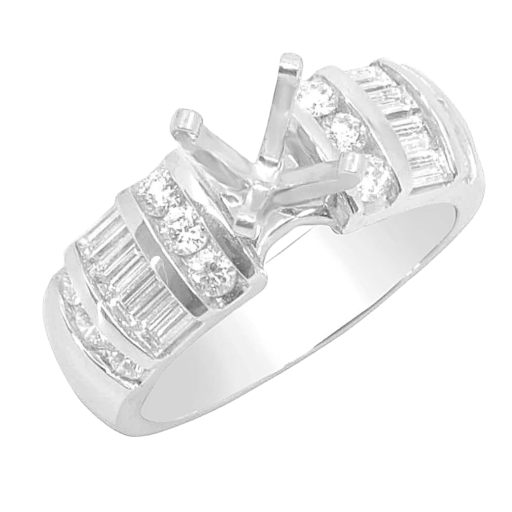 14K WHITE GOLD 6-ROW BARSET CHANNEL ENGAGEMENT RING
