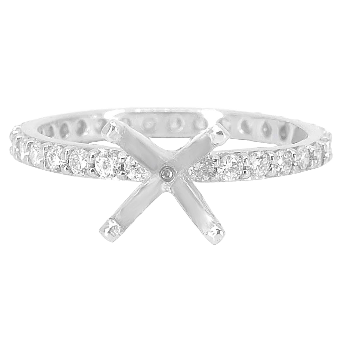 14K WHITE GOLD 2MM SHARED PRONG DIAMOND SEMI-MOUNTING RING