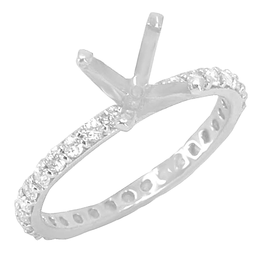 14K WHITE GOLD 2MM SHARED PRONG DIAMOND SEMI-MOUNTING RING