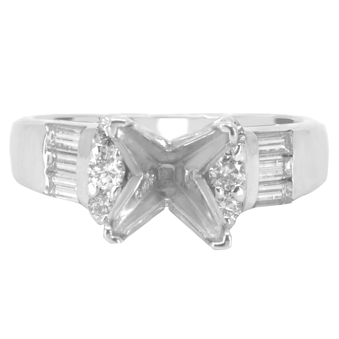 14K WHITE GOLD CATHEDRAL SEMI-MOUNTING CHANNEL SET RING