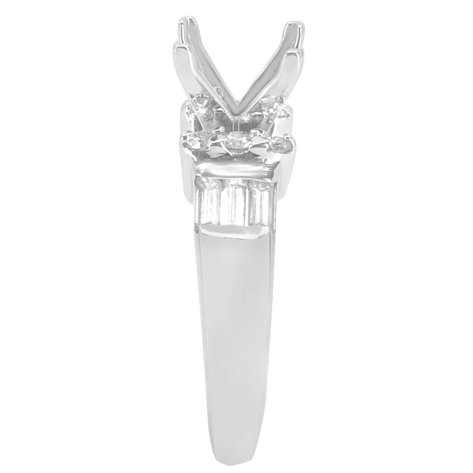 14K WHITE GOLD CATHEDRAL SEMI-MOUNTING CHANNEL SET RING
