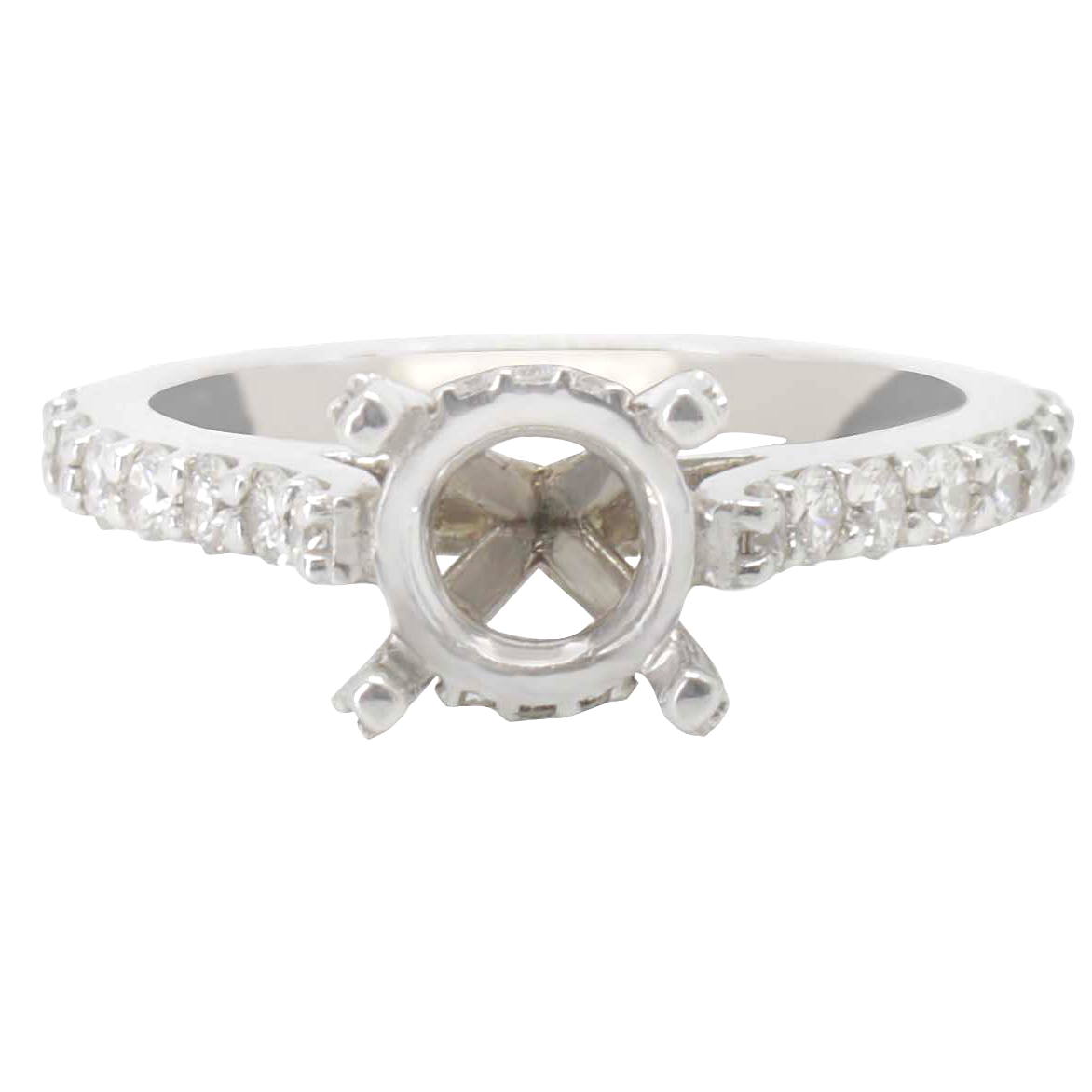 14K WHITE GOLD CATHEDRAL SEMI-MOUNTING DIAMOND RING