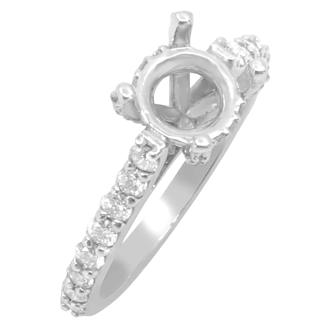 14K WHITE GOLD CATHEDRAL SEMI-MOUNTING DIAMOND RING