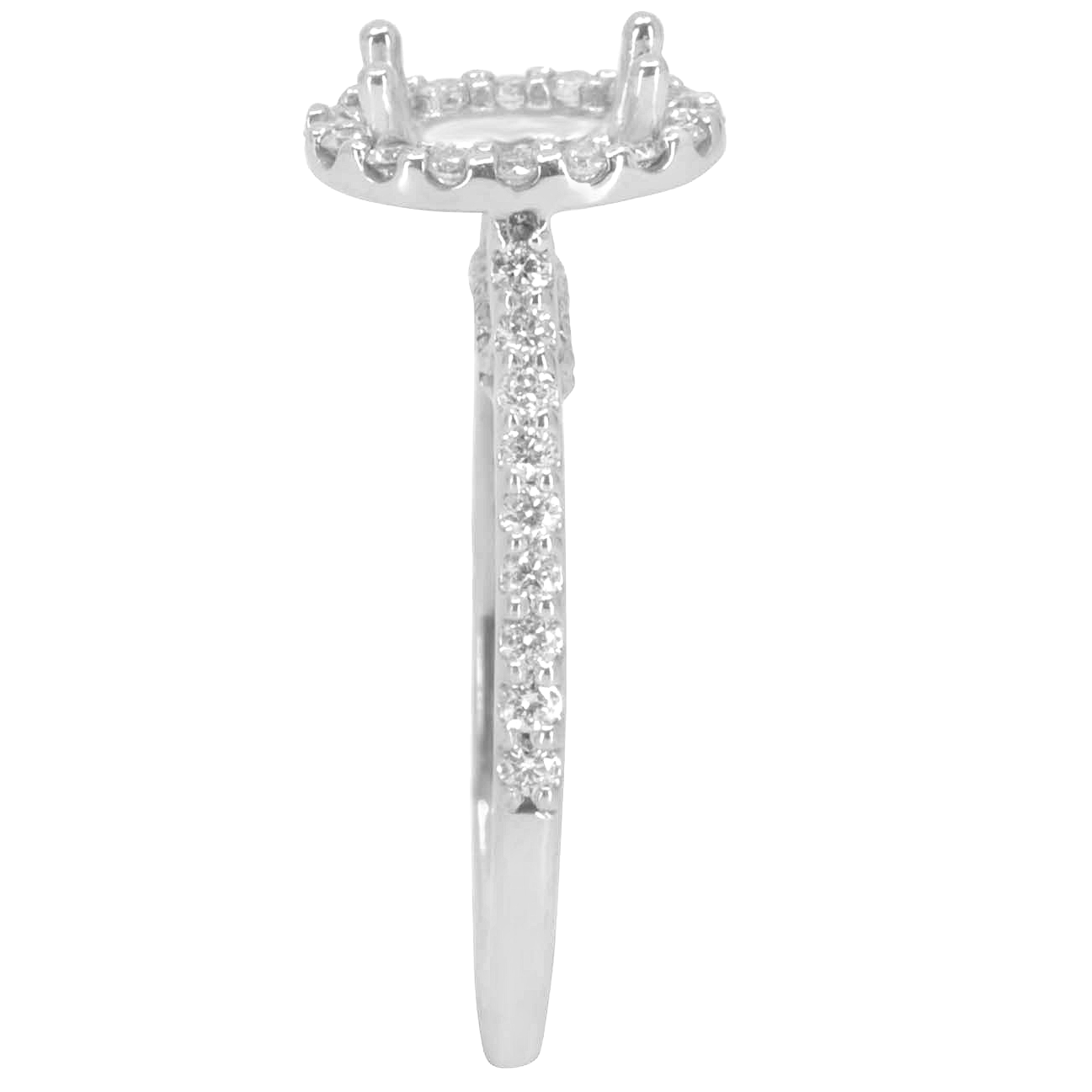 14K WHITE GOLD SHARED PRONG 8X10 OVAL HALO DIAMOND RING