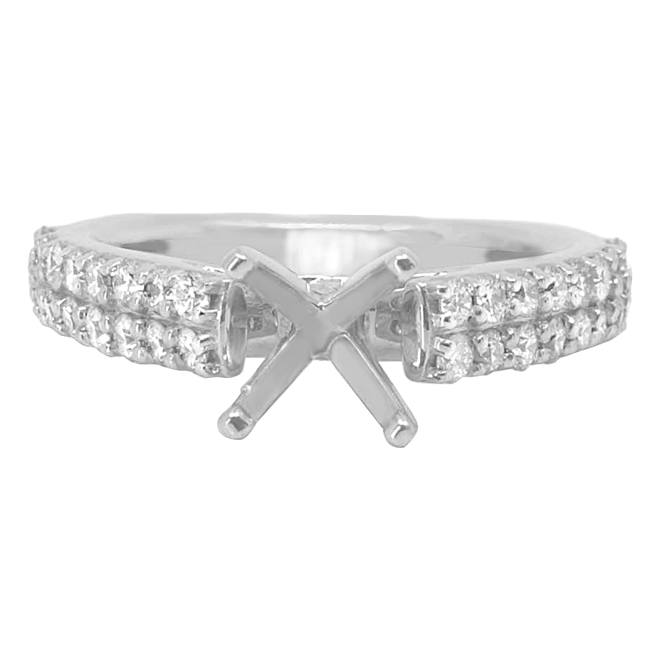 14K WHITE GOLD 2ROW CATHEDRAL DIAMOND ENGAGEMENT RING