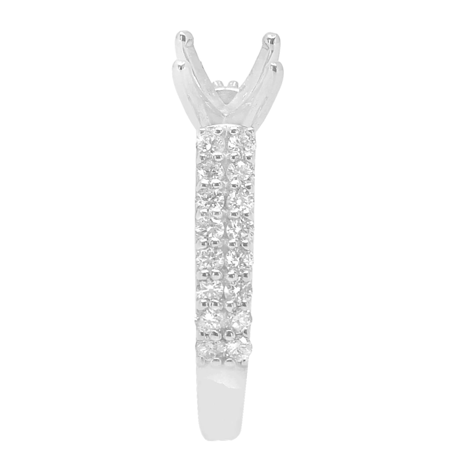 14K WHITE GOLD 2ROW CATHEDRAL DIAMOND ENGAGEMENT RING