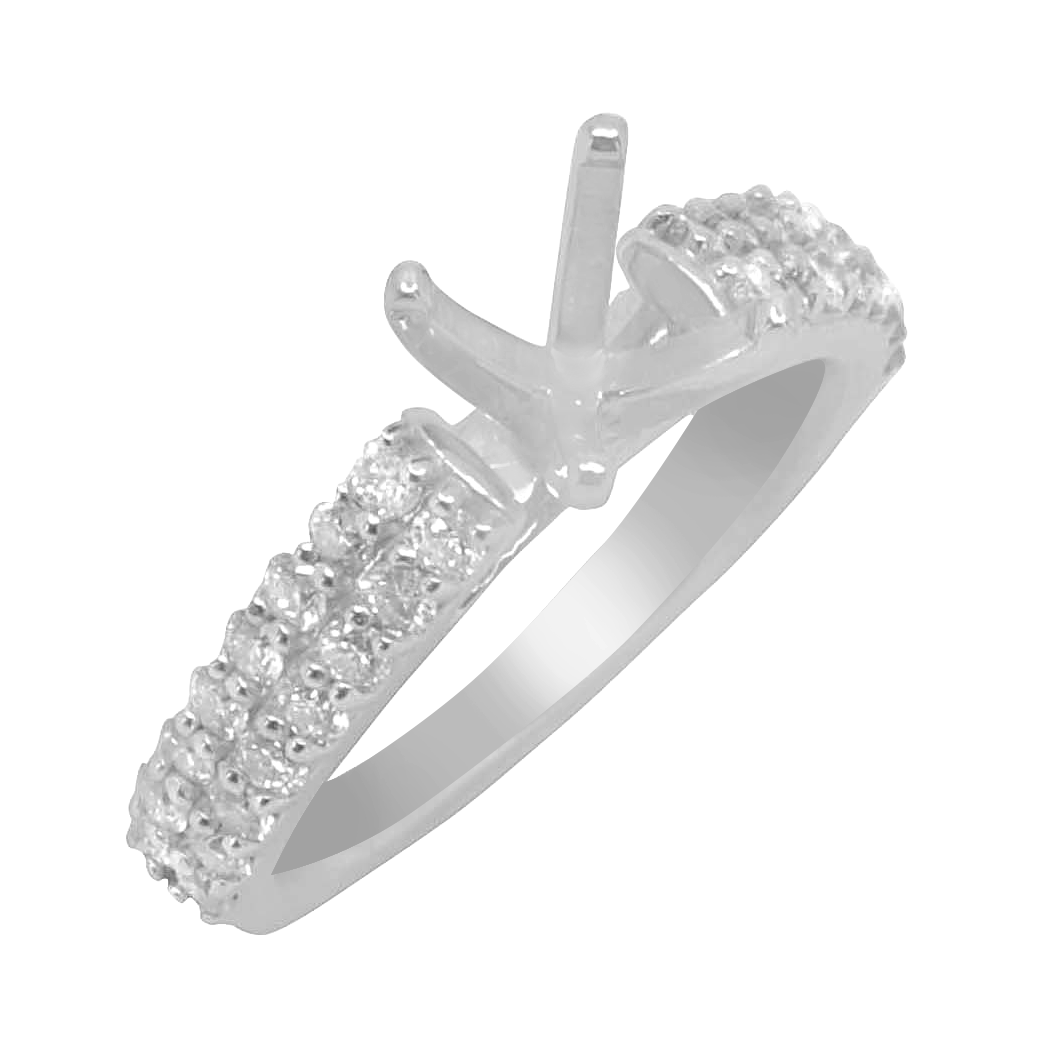 14K WHITE GOLD 2ROW CATHEDRAL DIAMOND ENGAGEMENT RING