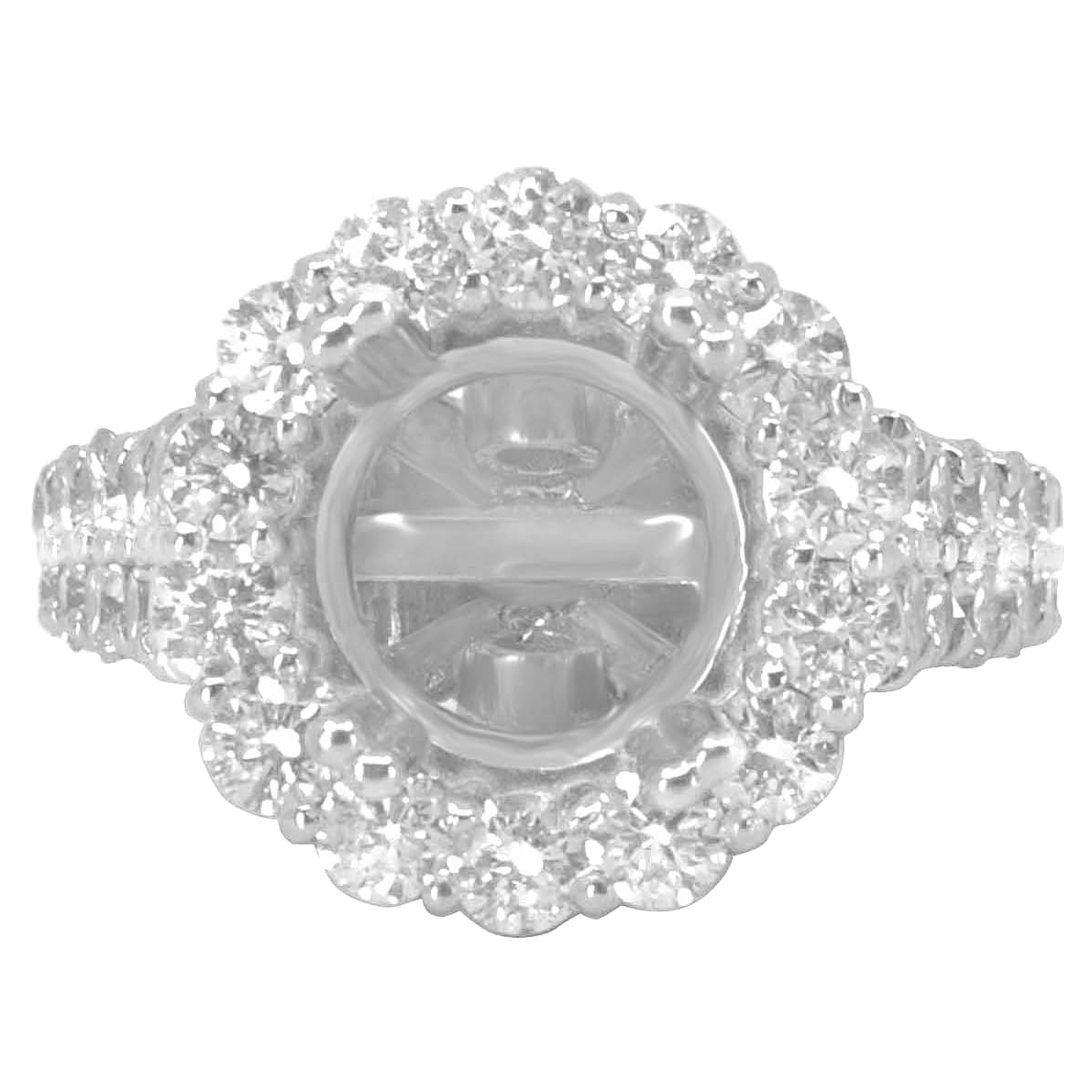 14K WHITE GOLD 14MM ROUND HALO DIAMOND RING