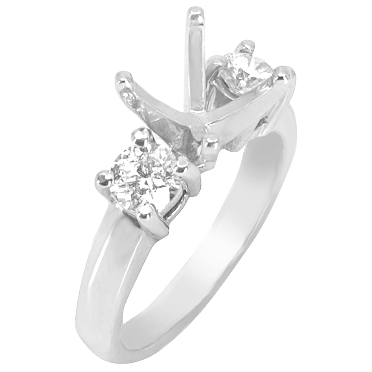 14K WHITE GOLD 3STONE DIAMOND ENGAGEMENT RING