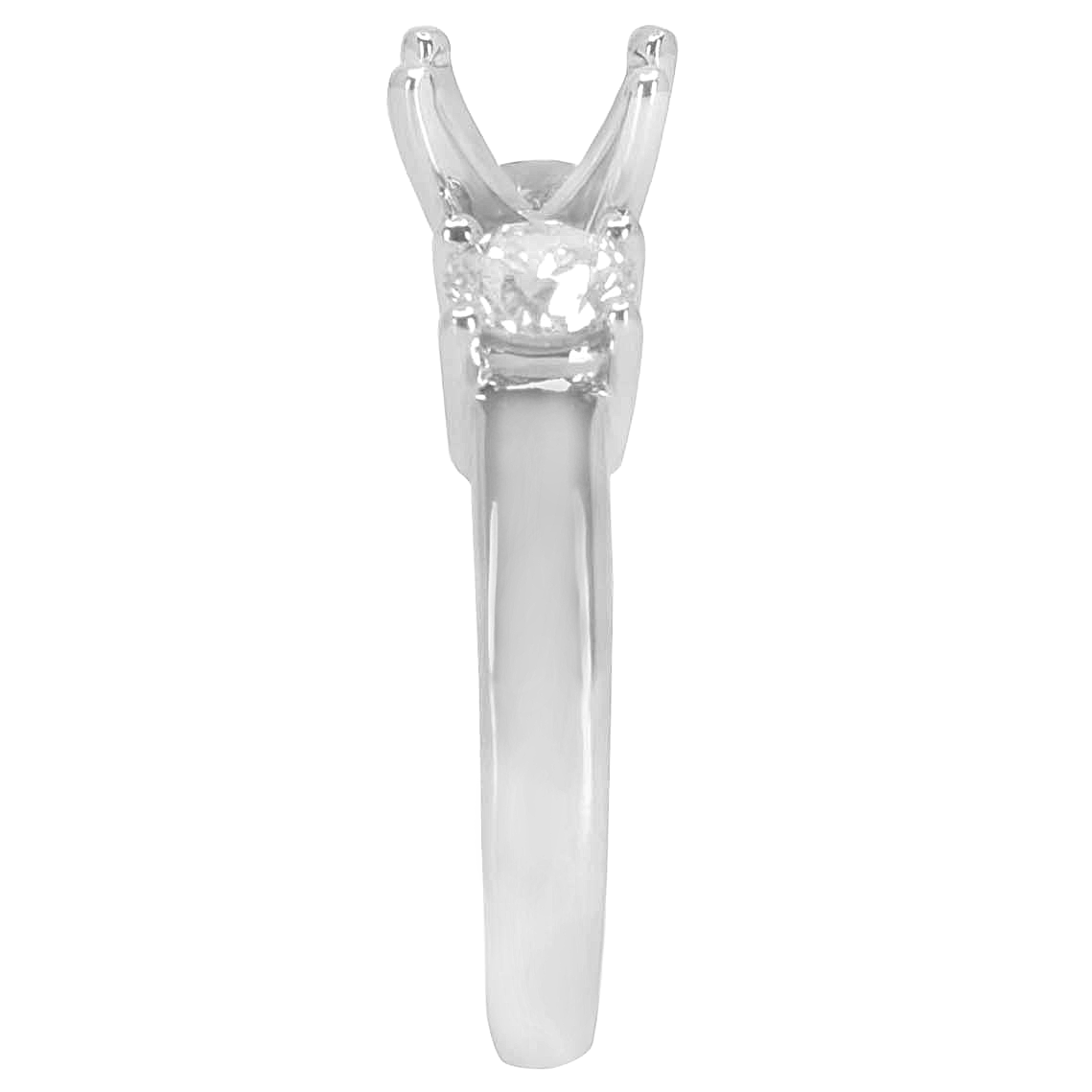 14K WHITE GOLD 3STONE PRONG SET SEMI-MOUNTING RING