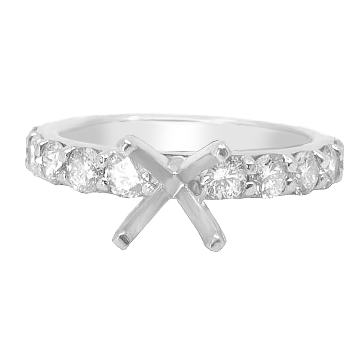 14K WHITE GOLD SHARED PRONG 3MM SEMI-MOUNTING DIAMOND ENGAGEMENT RING