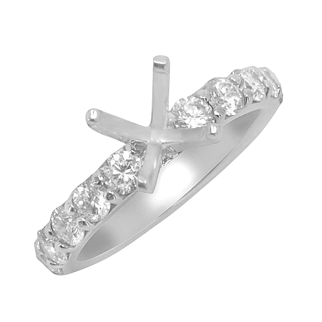 14K WHITE GOLD SHARED PRONG 3MM SEMI-MOUNTING DIAMOND ENGAGEMENT RING