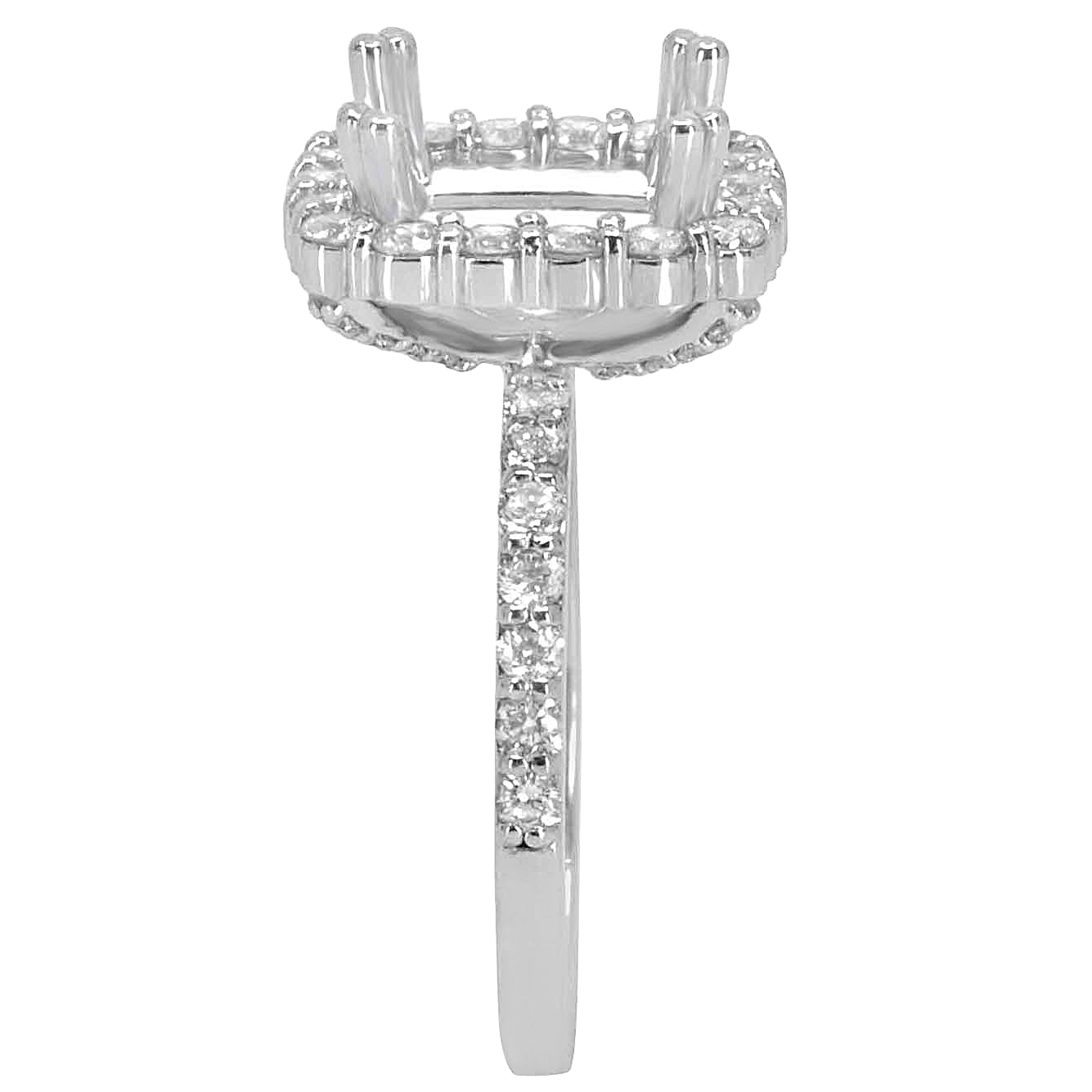 14K WHITE GOLD 13X13MM CUSHION HALO ENGAGAMENT RING