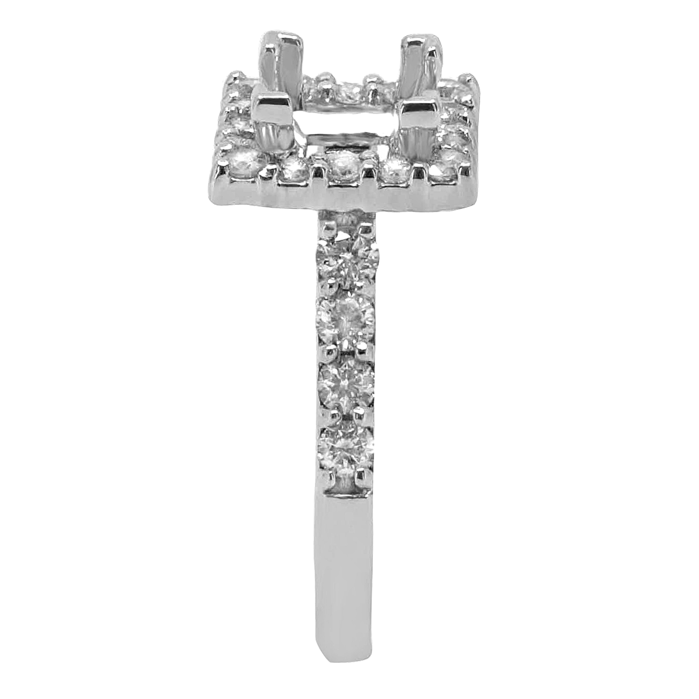 14K WHITE GOLD 10MM SQUARE DIAMOND HALO ENGAGEMENT RING