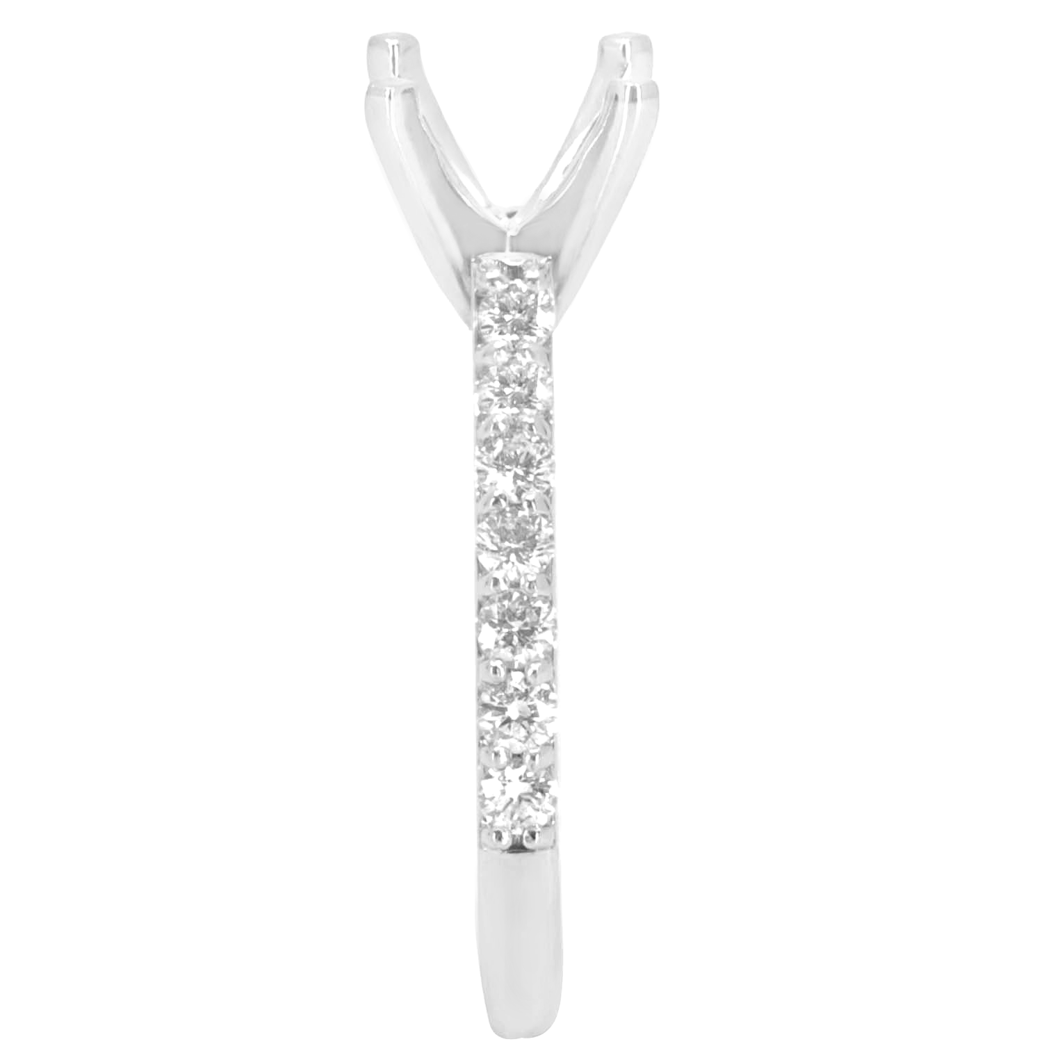 14K WHITE GOLD 2MM SHARED PRONG CATHEDRAL SEMI-MOUNTING RING