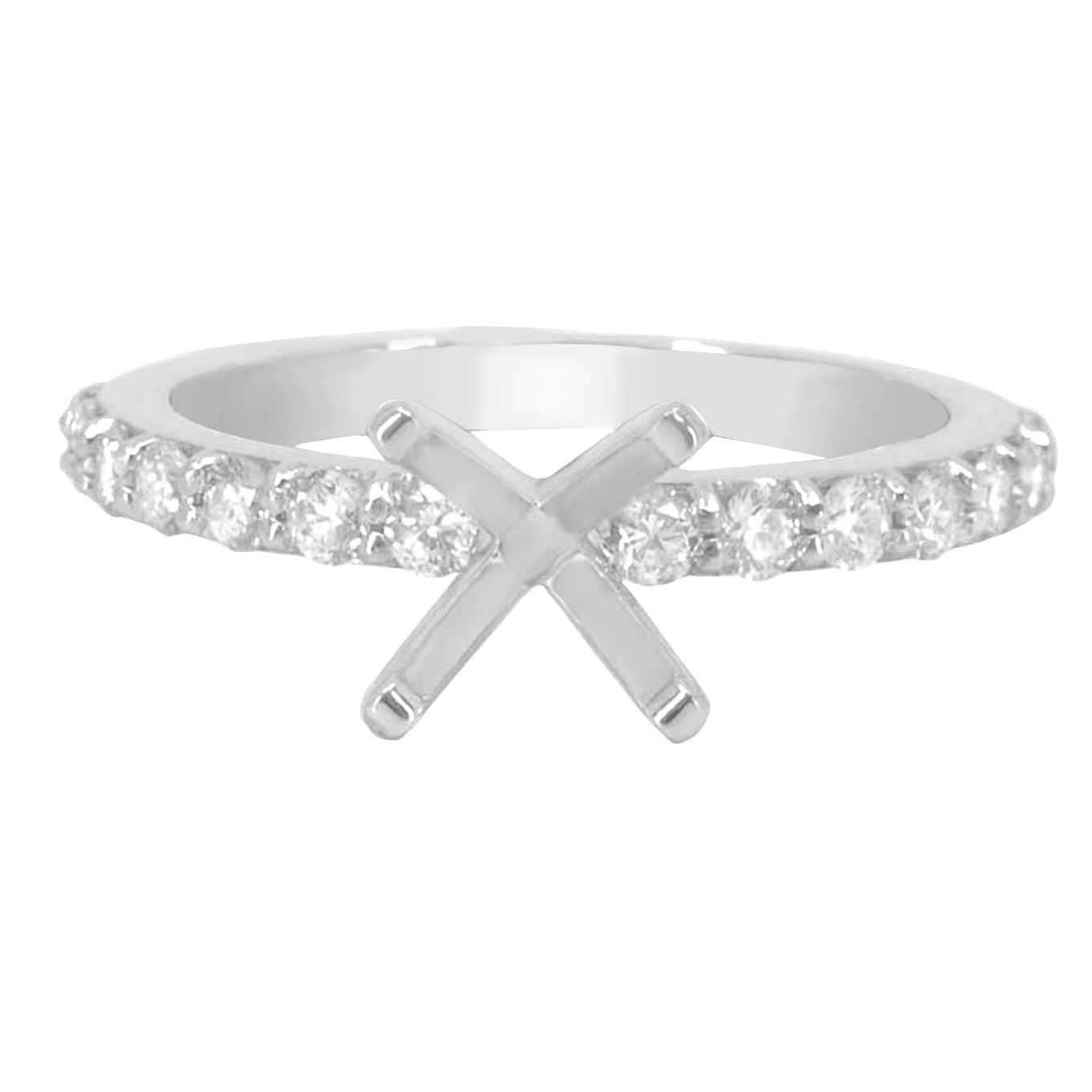 14K WHITE GOLD 2MM SHARED PRONG DIAMOND SEMI-MOUNTING RING