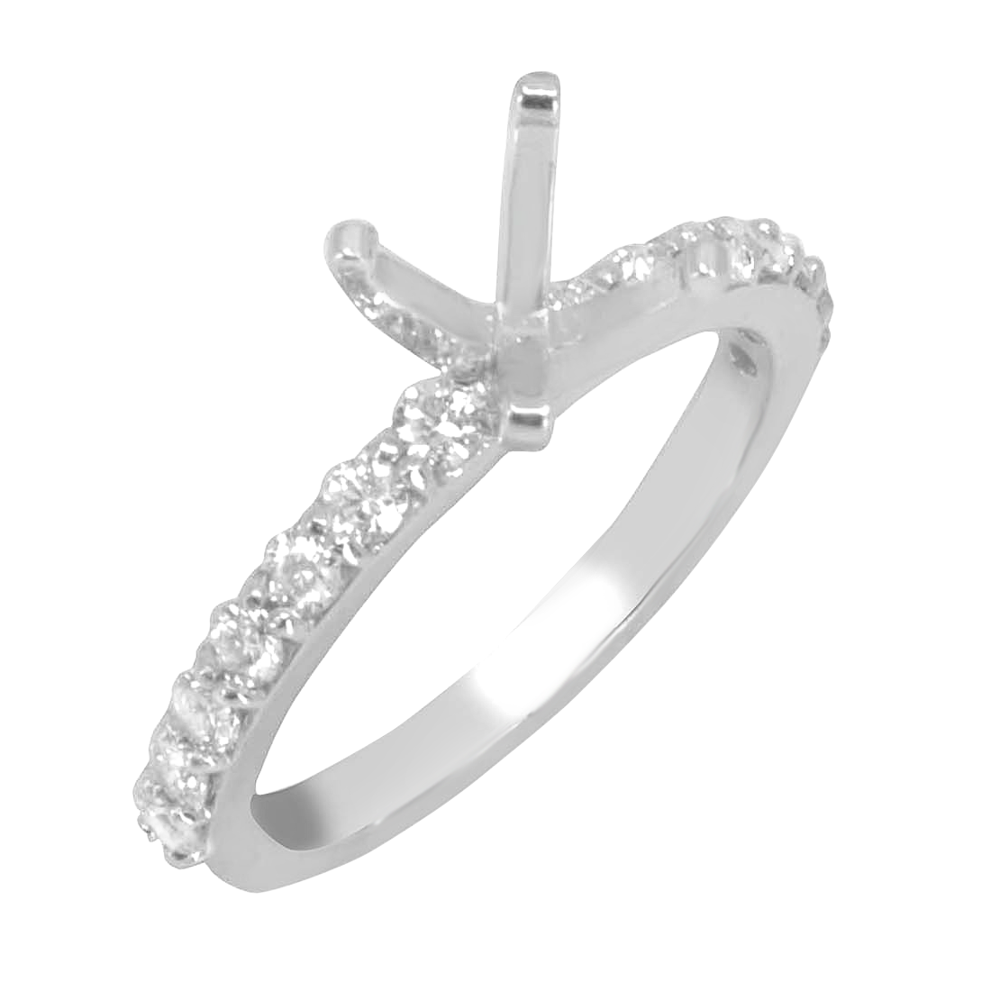 14K WHITE GOLD 2MM SHARED PRONG DIAMOND SEMI-MOUNTING RING