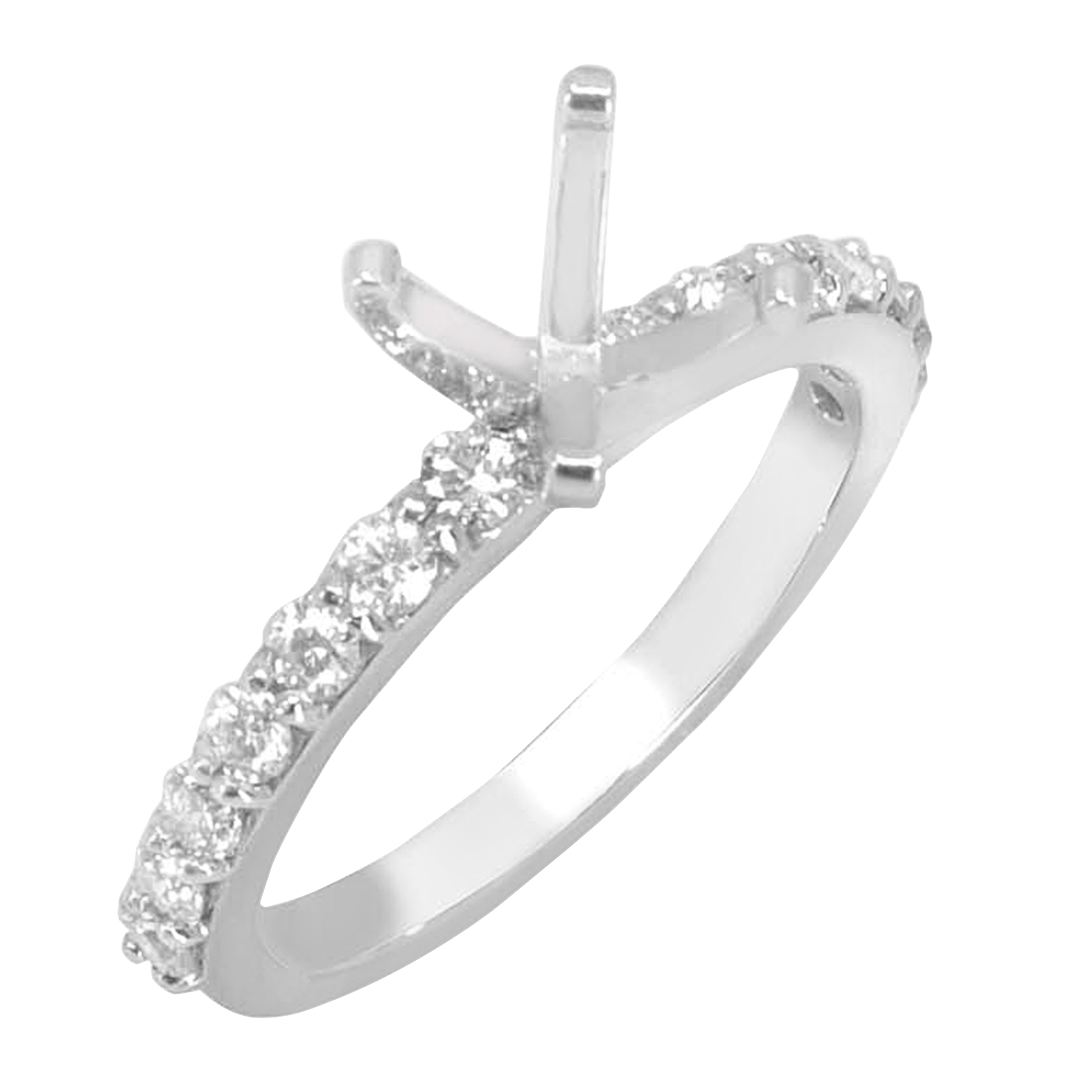 14K WHITE GOLD 2MM SHARED PRONG DIAMOND SEMI-MOUNTING RING