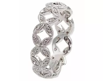 14K WHITE GOLD "X" DESIGN DIAMOND STACK BAND