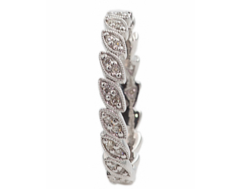 14K WHITE GOLD MARQUISE SHAPED BEAD SET DIAMOND STACK BAND