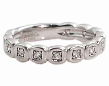 14K WHITE GOLD BEZEL SET ROUND DIAMOND STACK BAND