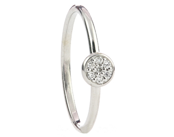 14K WHITE GOLD ROUND TOP PAVE DIAMOND STACK BAND 