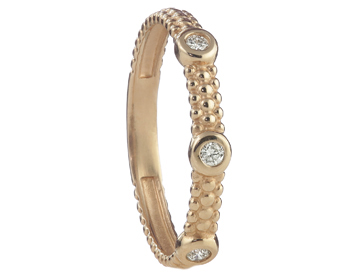 14K ROSE GOLD BEADED DESIGN AND BEZEL SET DIAMOND STACK BAND